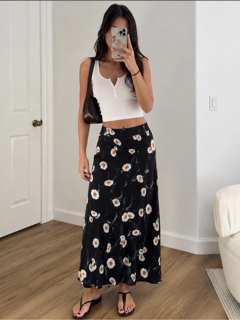 Brandy Melville Daisy Print Maxi Midi Skirt